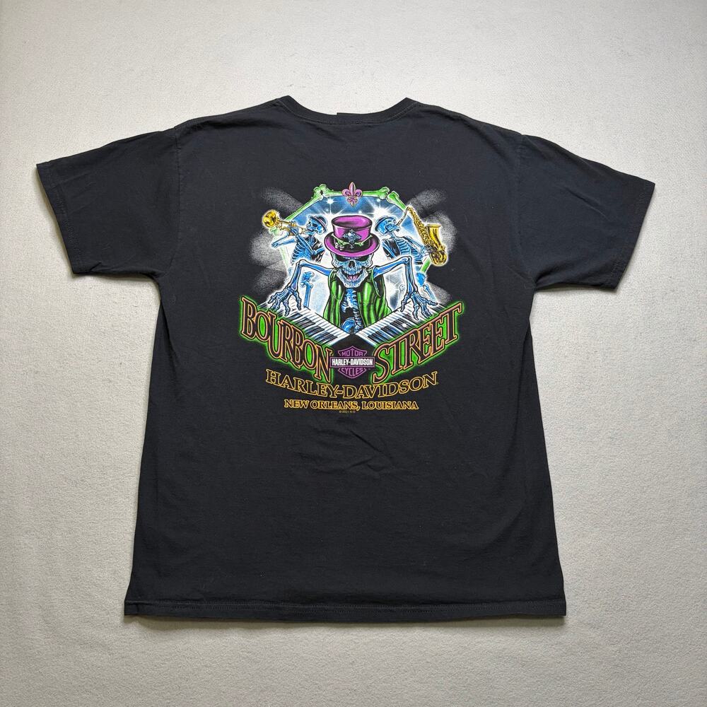 Vintage Harley Davidson Bourbon Street T Shirt Top Men SZ‎ L Short Sleeve Y2K